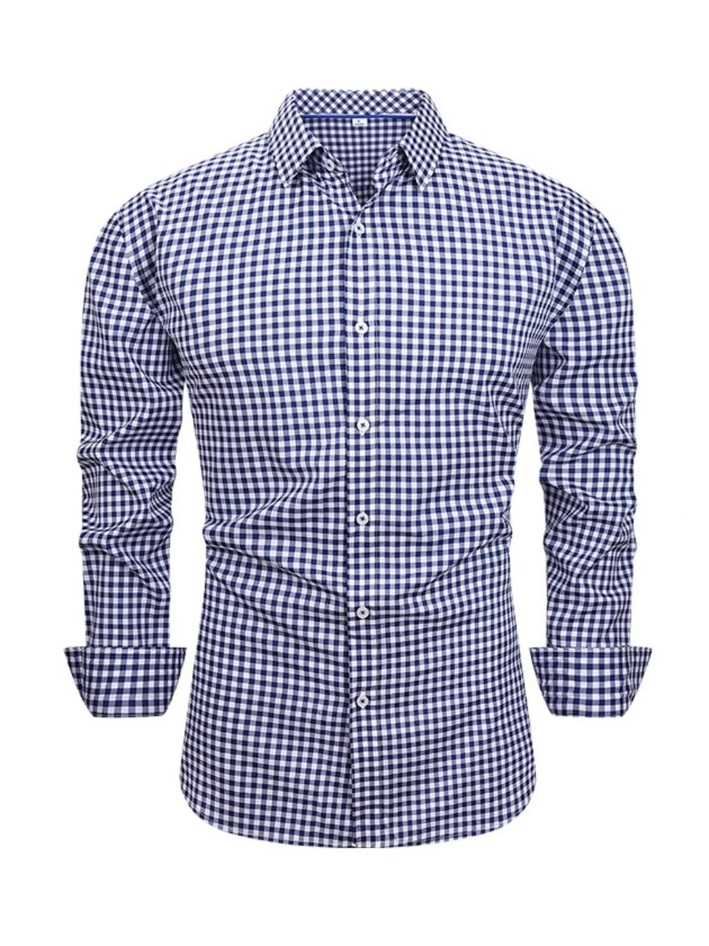Men's Full Size Classic Fit Long Sleeve Gingham Shirt Plus Size from Armoire Gemzis