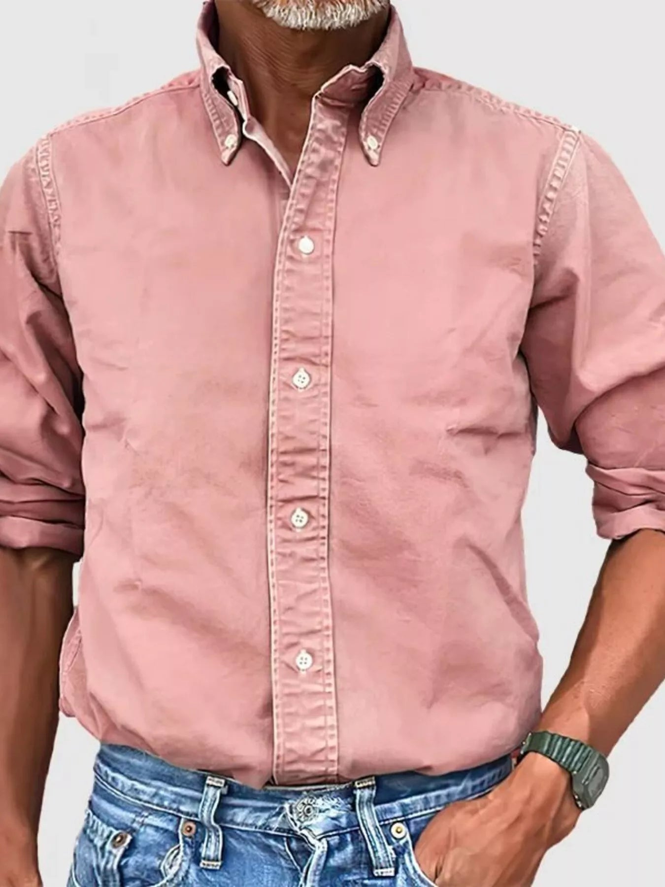Men's Full Size Casual Button-Down Shirt Plus Size from Armoire Gemzis