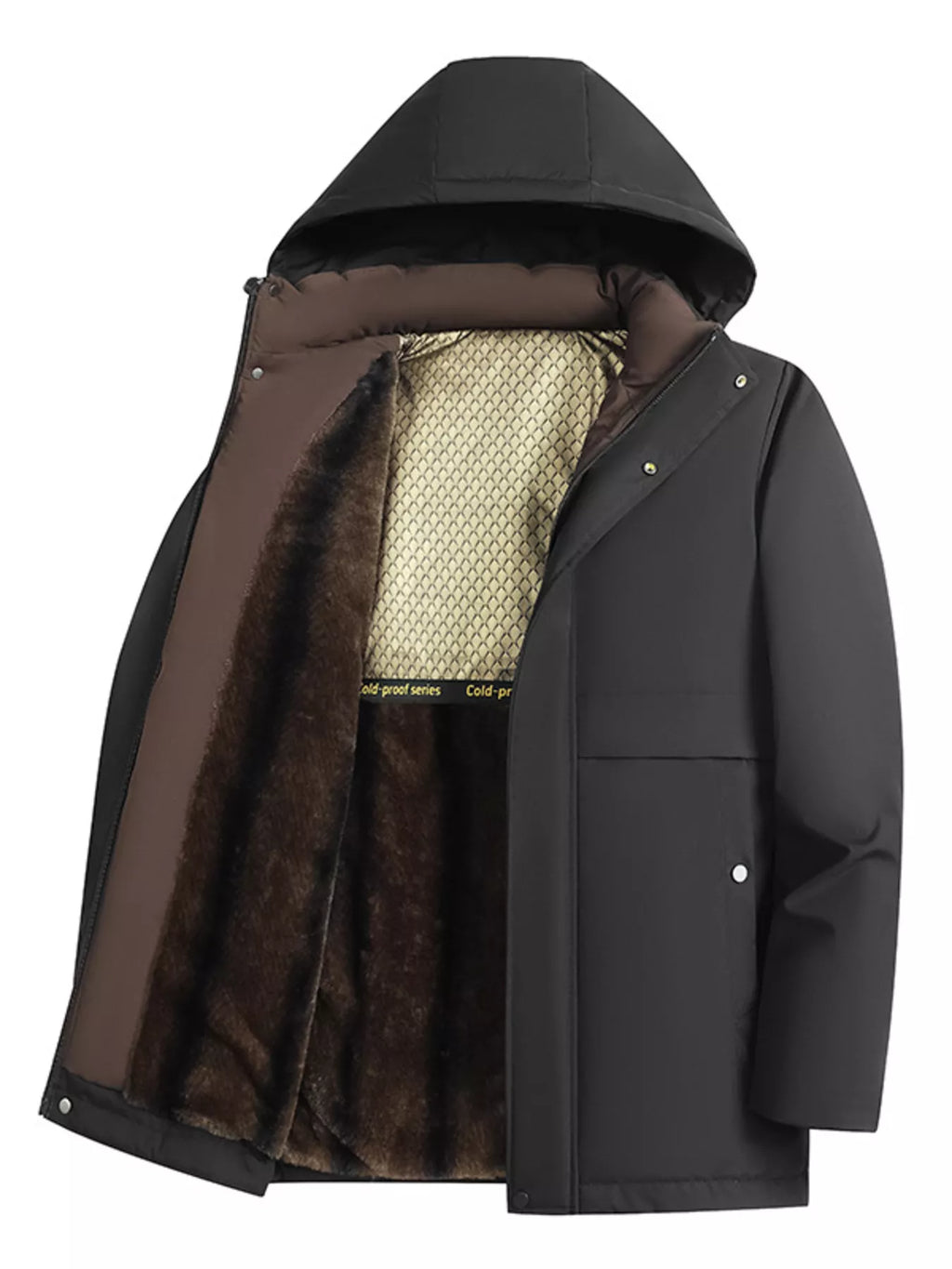 Men's Plus Size Fleece Lined Hooded Winter Coat from Armoire Gemzis