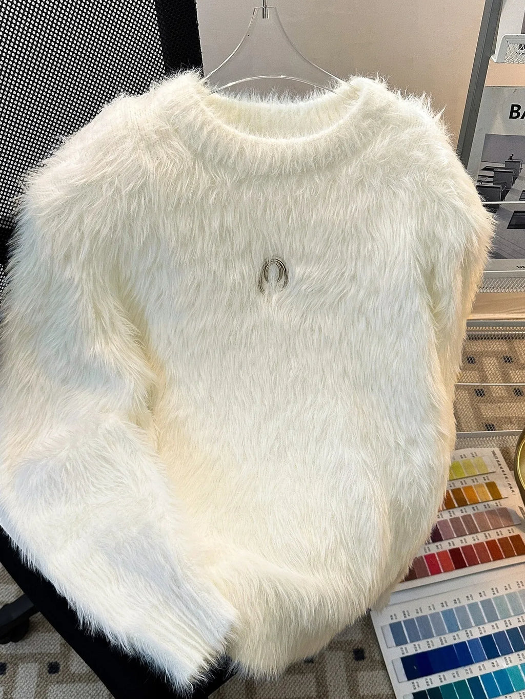 Men's Fluffy Round Neck Long Sleeve Sweater from Armoire Gemzis