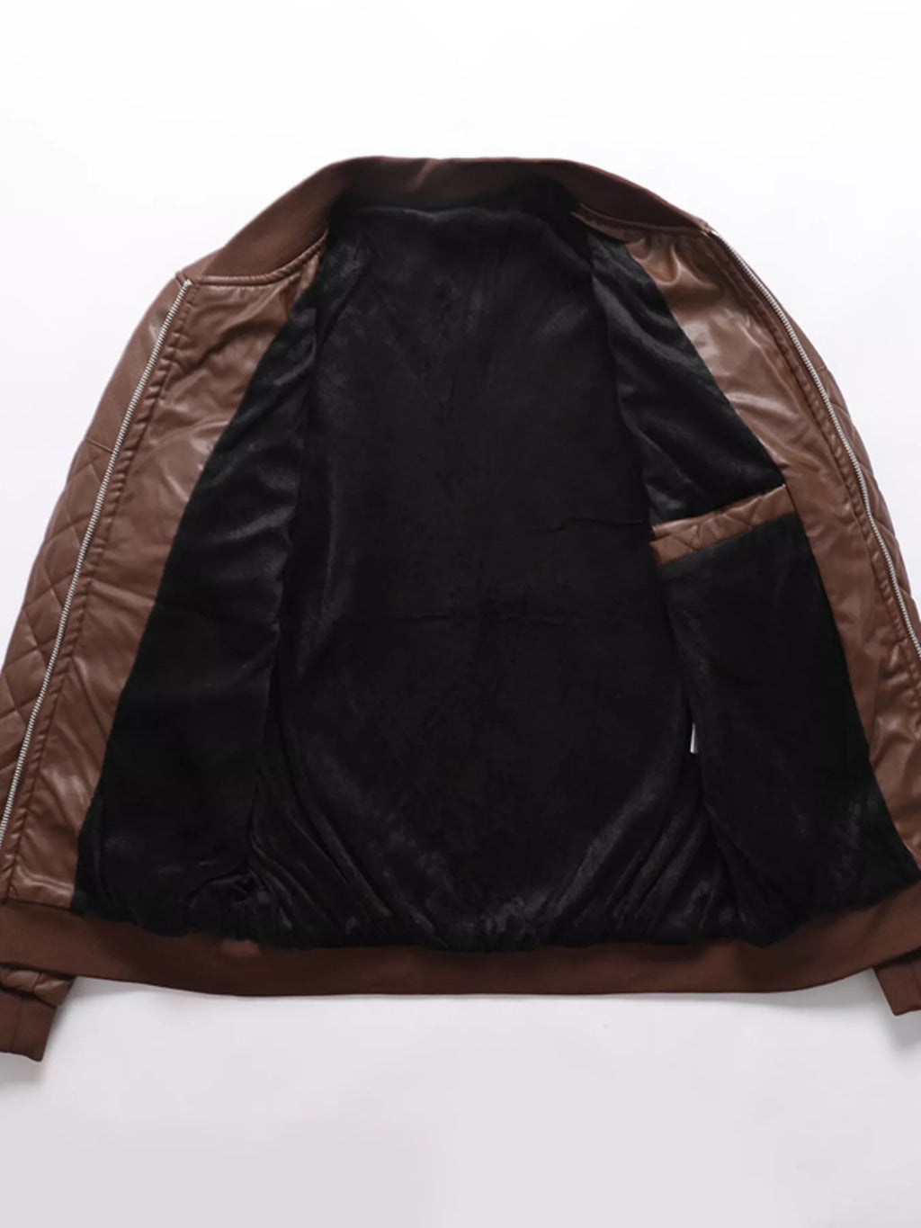 Men's Plus Size Quilted Faux Leather Bomber Jacket from Armoire Gemzis