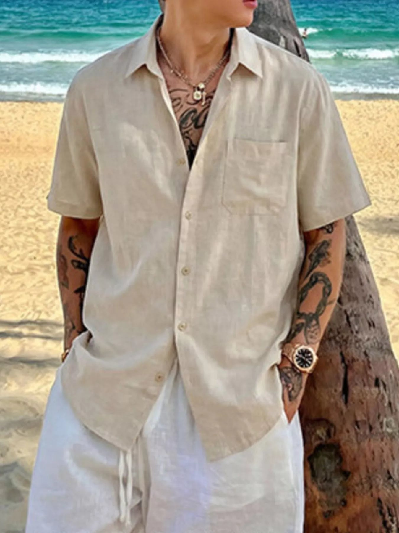 Men's Plus Size Casual Short-Sleeve Shirt from Armoire Gemzis
