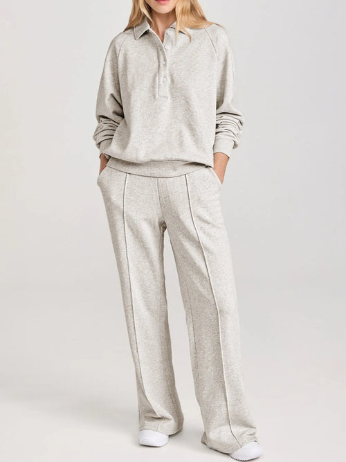 Collared Sweatshirt and High Waist Pants Active Set from Armoire Gemzis