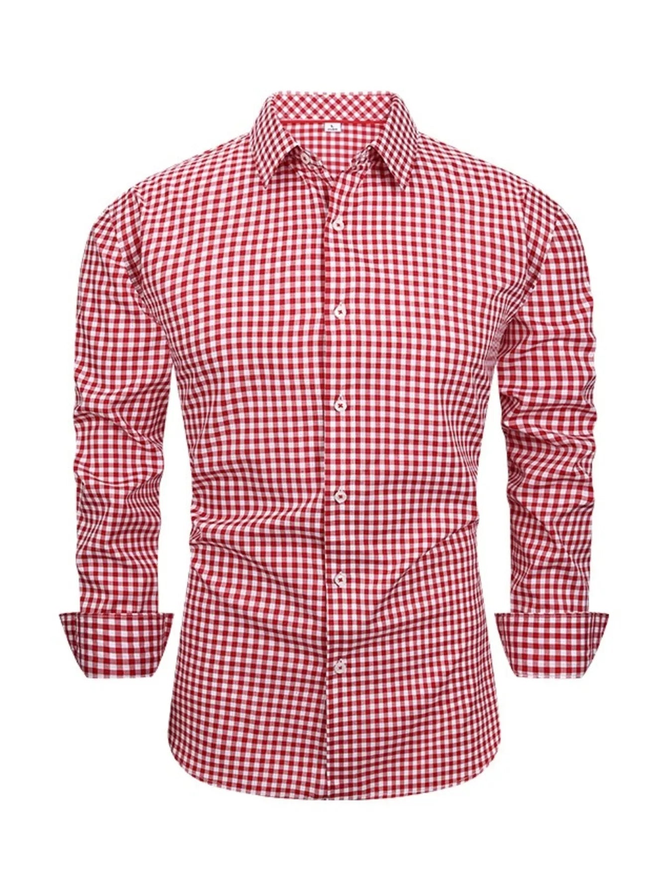 Men's Full Size Classic Fit Long Sleeve Gingham Shirt Plus Size from Armoire Gemzis
