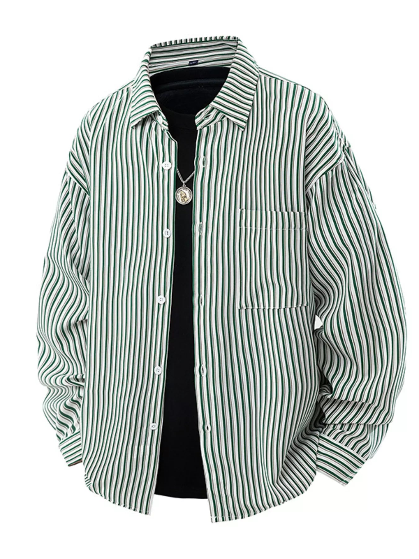 Men's Plus Size Striped Casual Long Sleeve Shirt from Armoire Gemzis