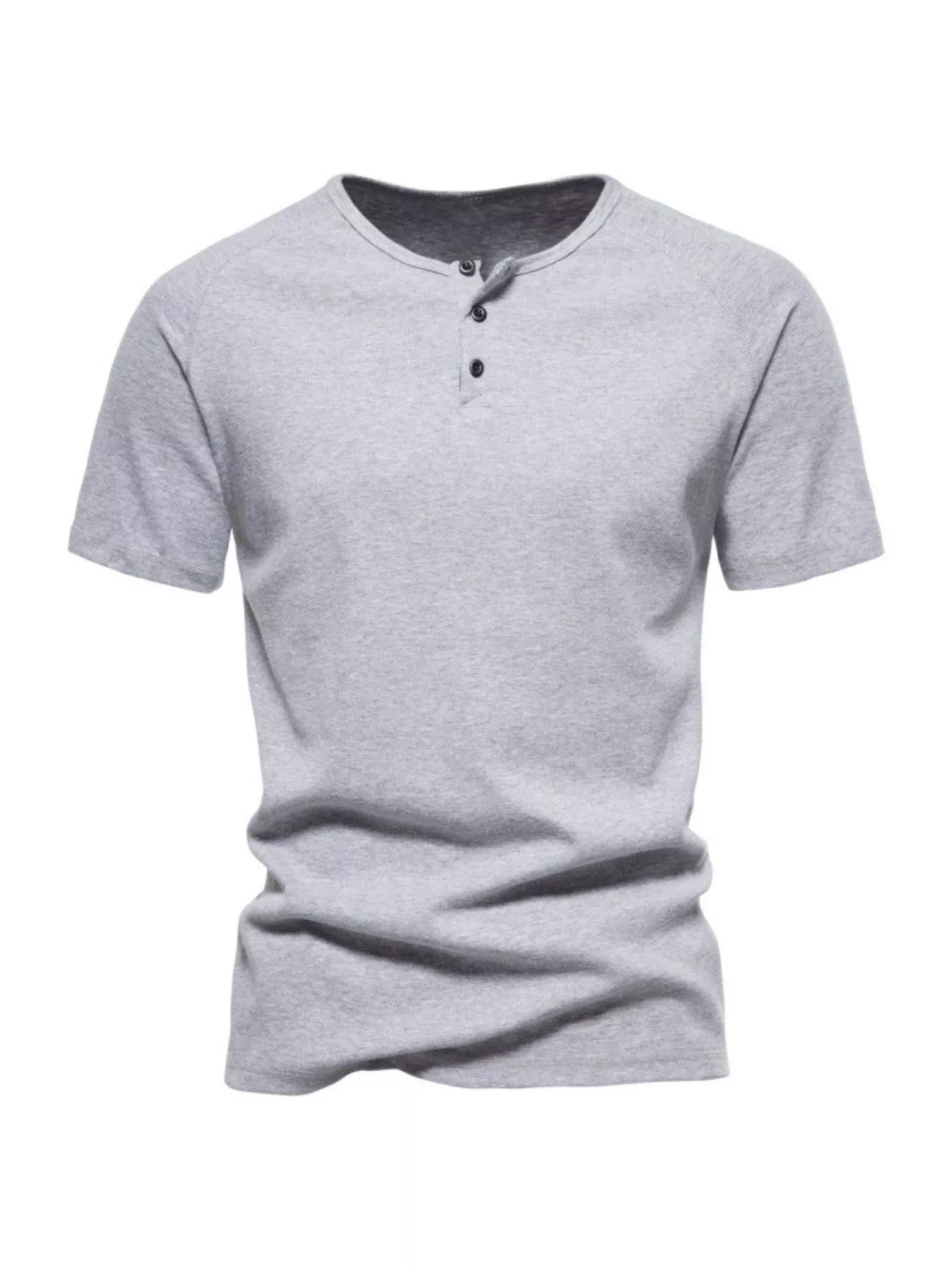 Men's Plus Size Button Detail Casual Henley T-Shirt from Armoire Gemzis