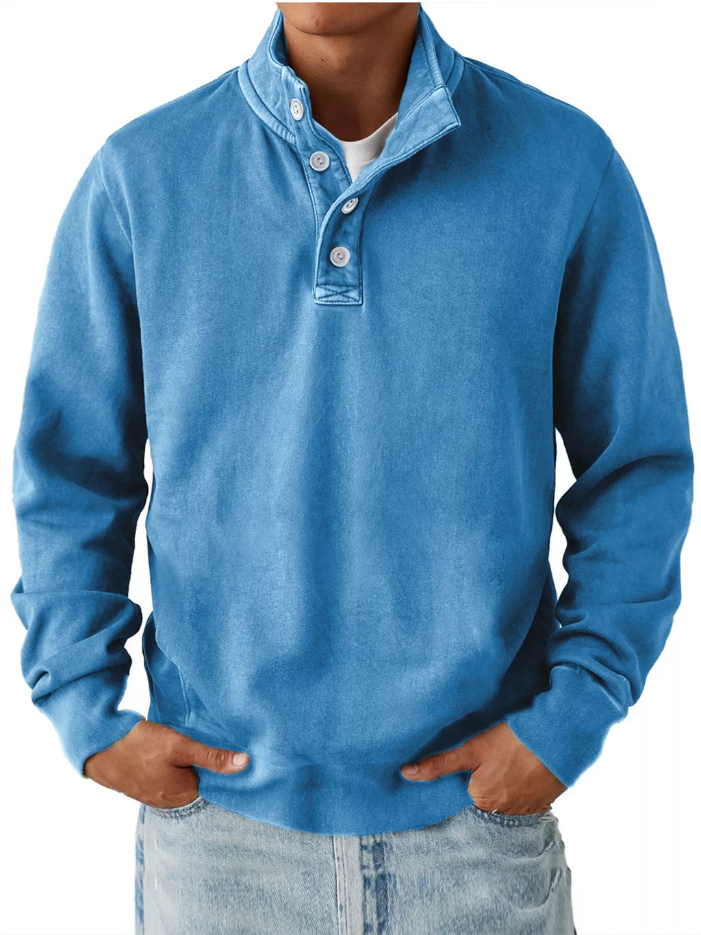 Men's Button Detail Long Sleeve Sweatshirt from Armoire Gemzis