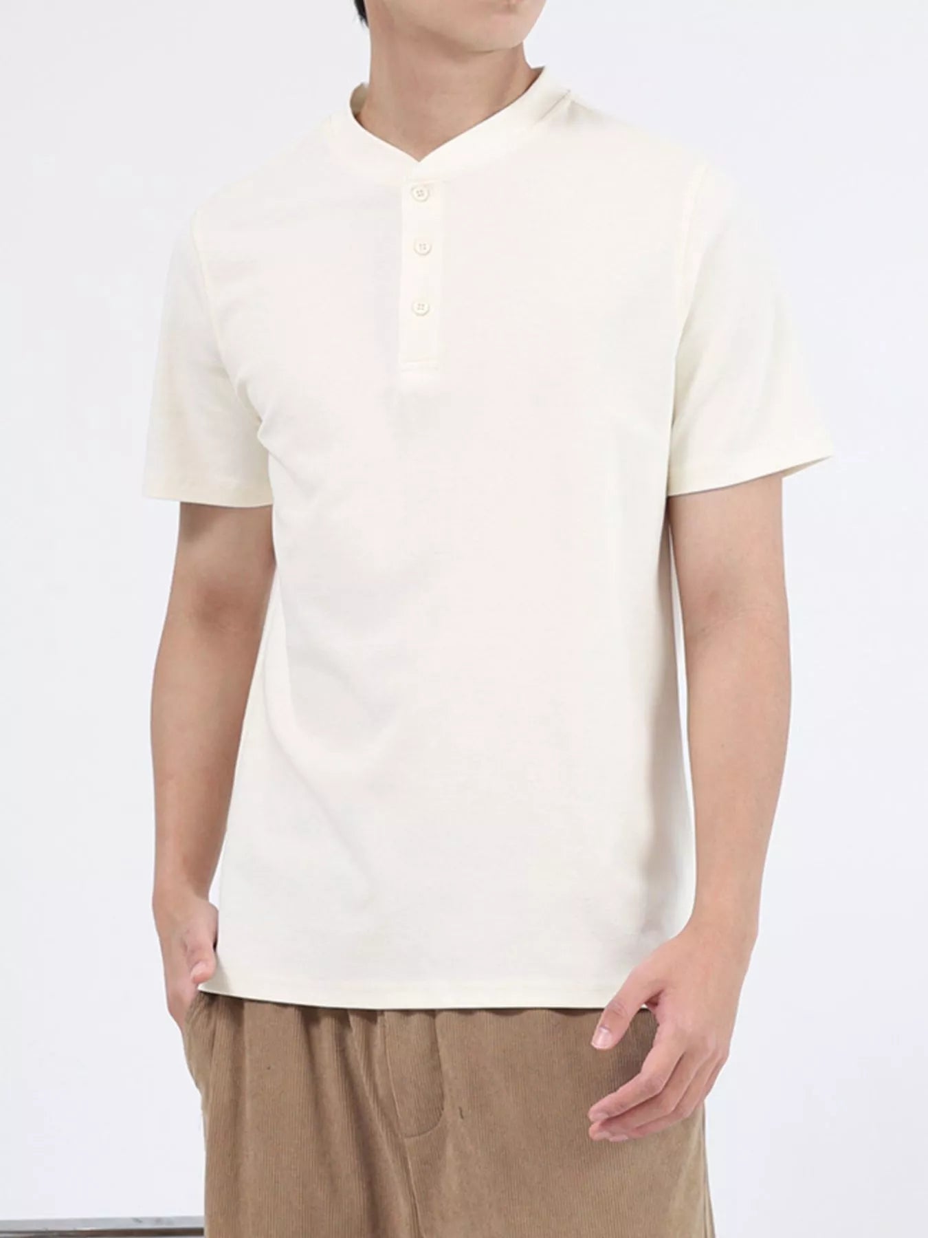 Men's Plus Size Casual Button Detail Short Sleeve T-Shirt from Armoire Gemzis