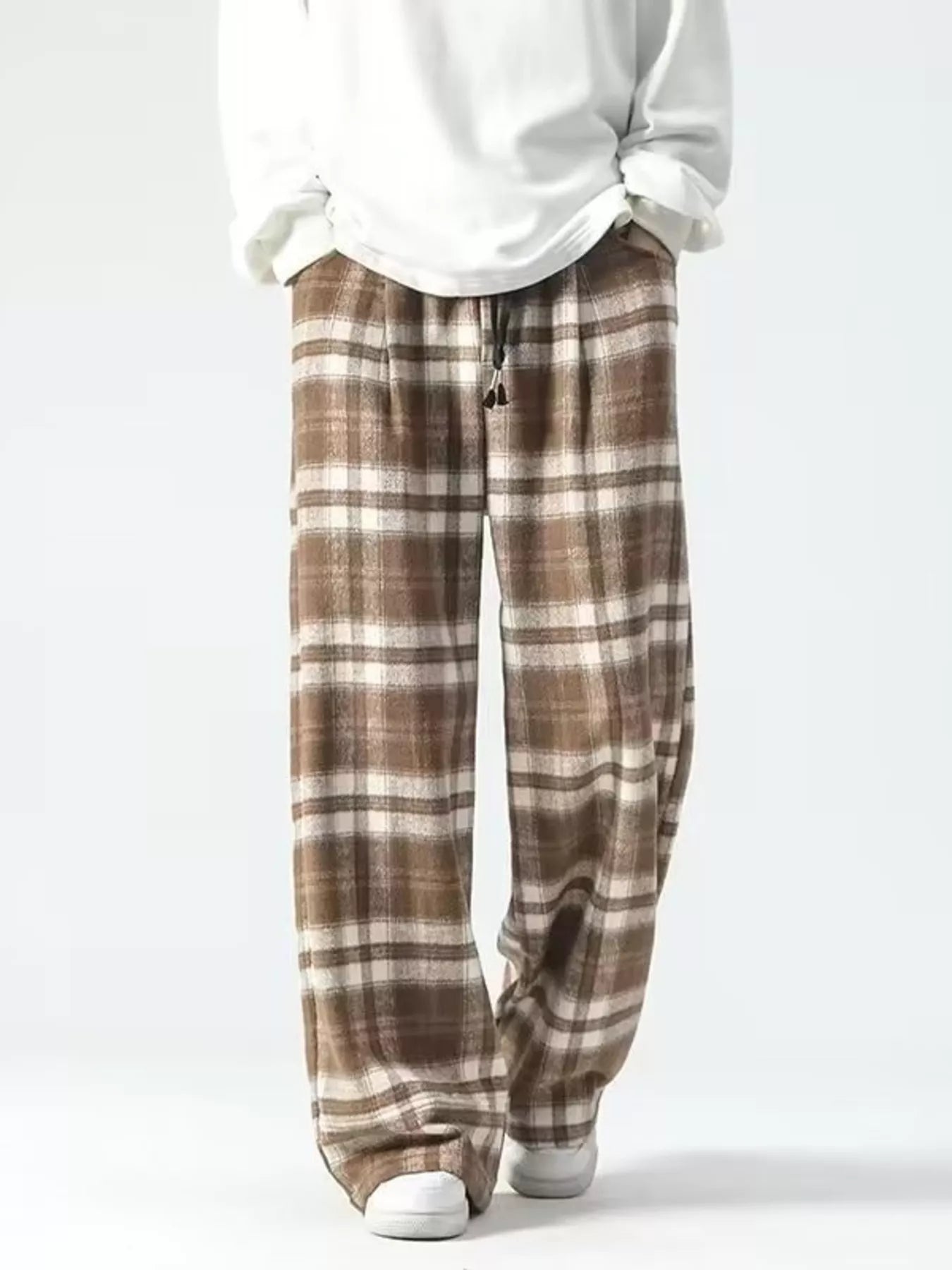 Men's Plus Size Vintage Plaid Wide Leg Pants from Armoire Gemzis