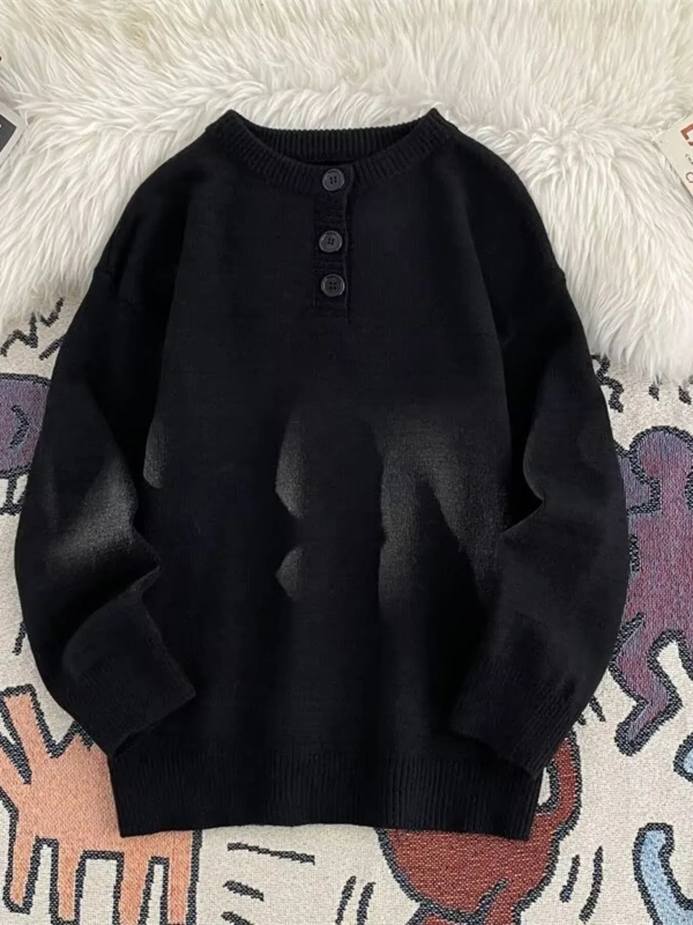 Men's Button Detail Long Sleeve Sweater from Armoire Gemzis