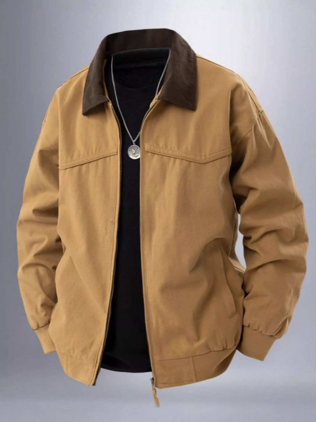 Men's Plus Size Zip Up Long Sleeve Jacket from Armoire Gemzis