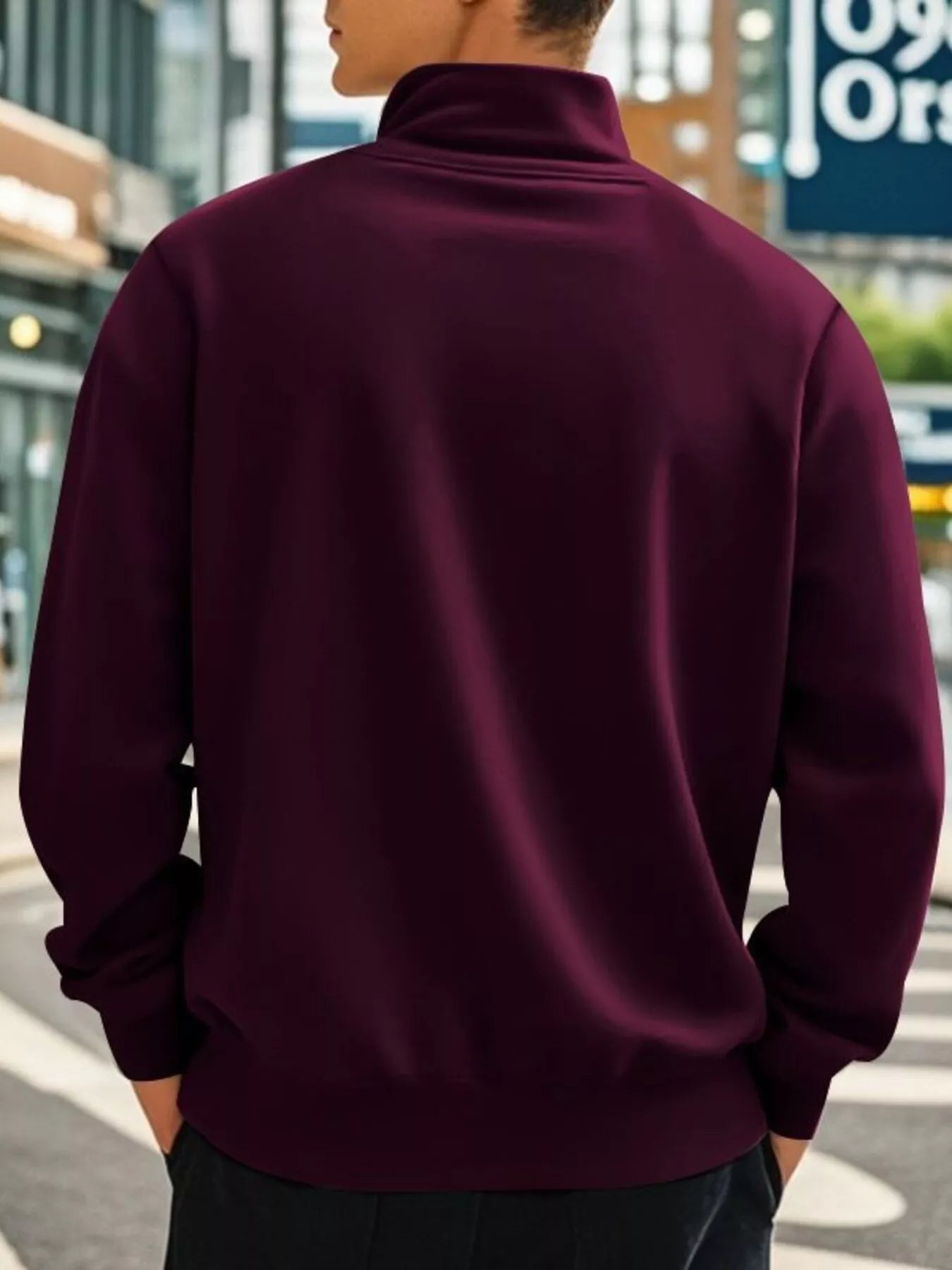 Men's Full Size Solid Color Quarter Zip Sweatshirt Plus Size from Armoire Gemzis