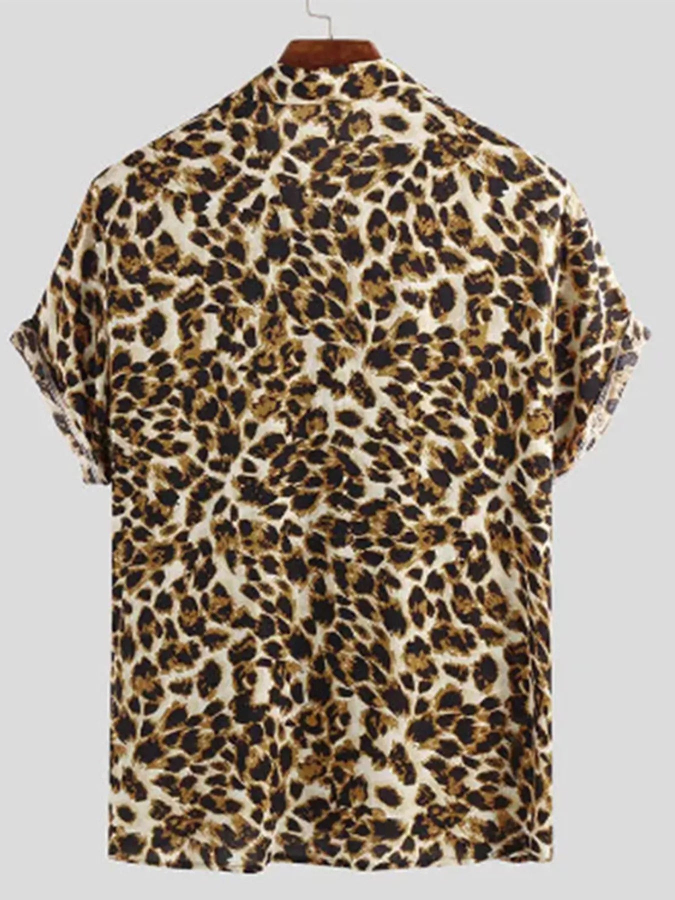 Men's Full Size Leopard Print Short Sleeve Shirt Plus Size from Armoire Gemzis