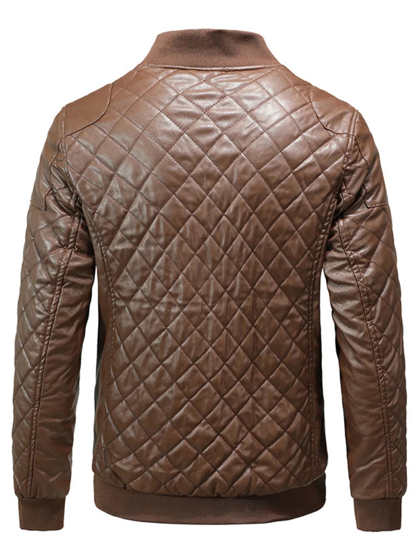 Men's Plus Size Quilted Faux Leather Bomber Jacket from Armoire Gemzis