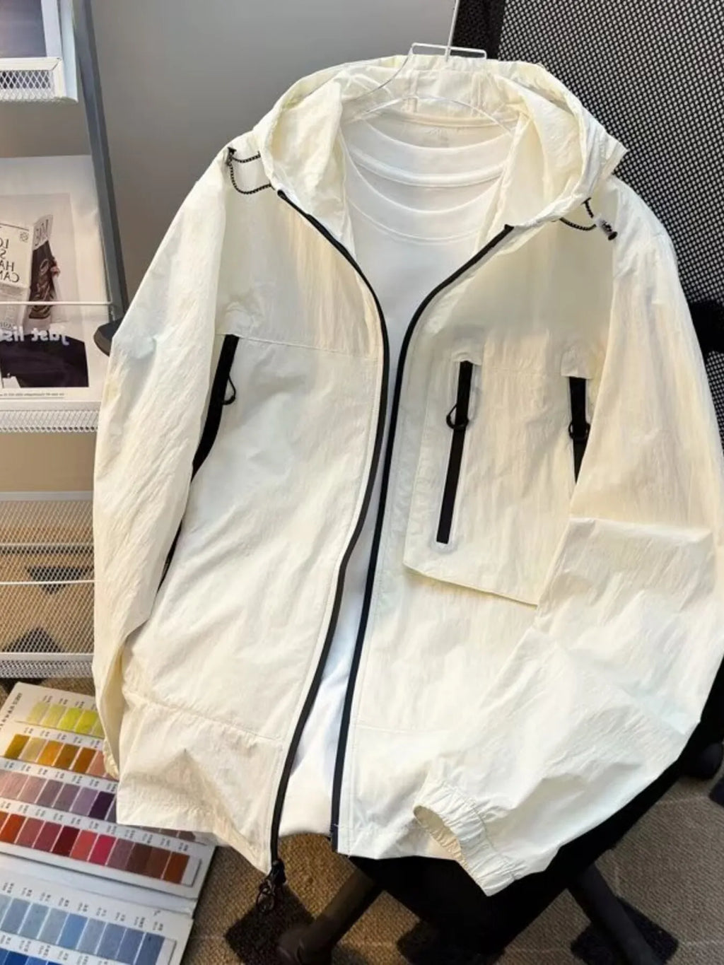 Men's Plus Size Lightweight Hooded Windbreaker Jacket from Armoire Gemzis