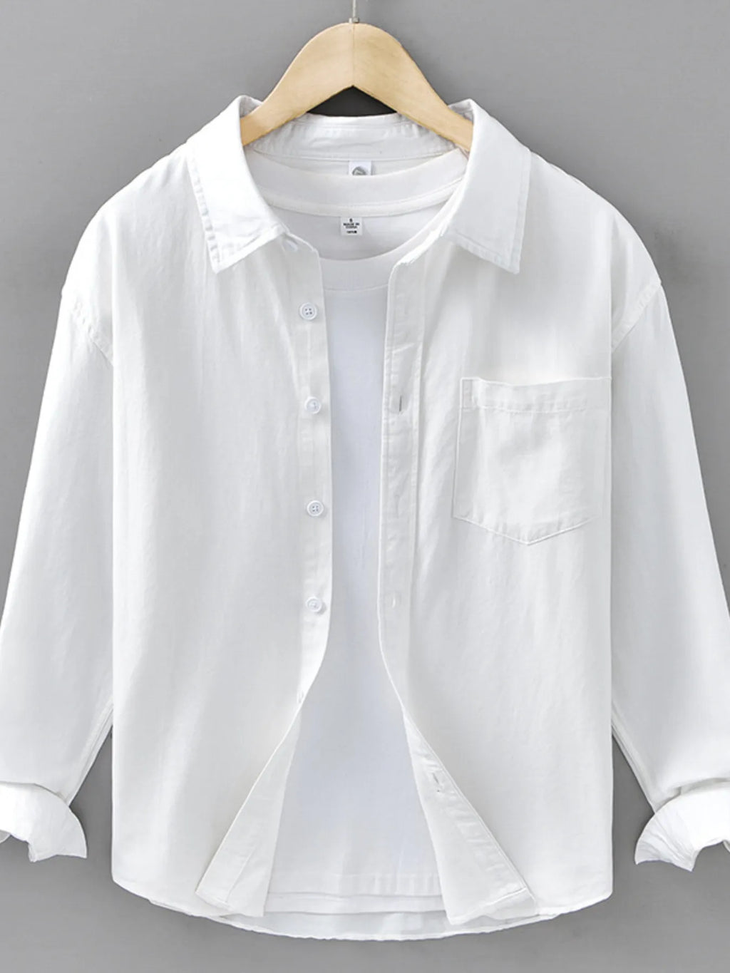 Men's Plus Size Casual Solid Color Long Sleeve Shirt from Armoire Gemzis
