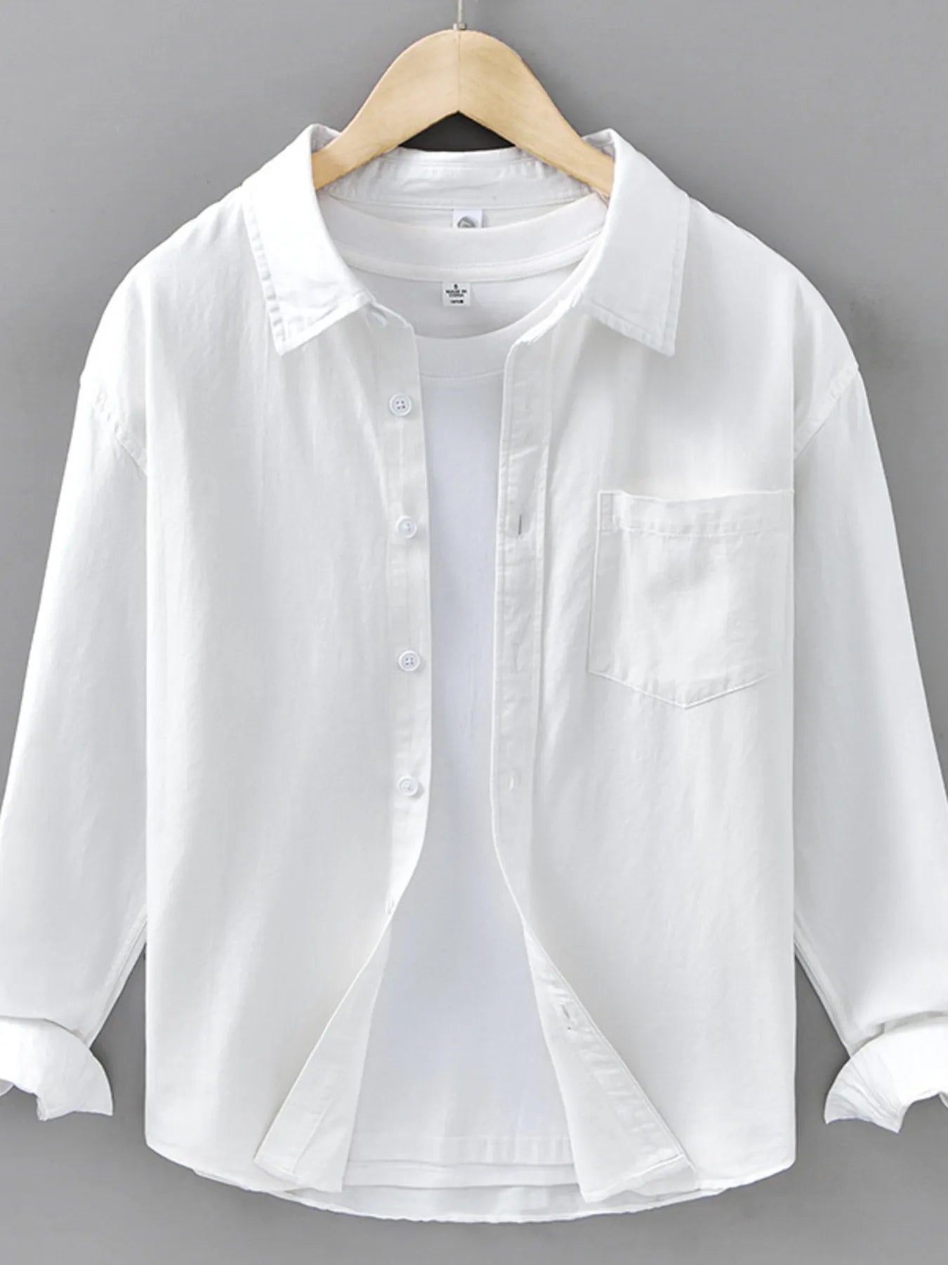 Men's Plus Size Casual Solid Color Long Sleeve Shirt from Armoire Gemzis