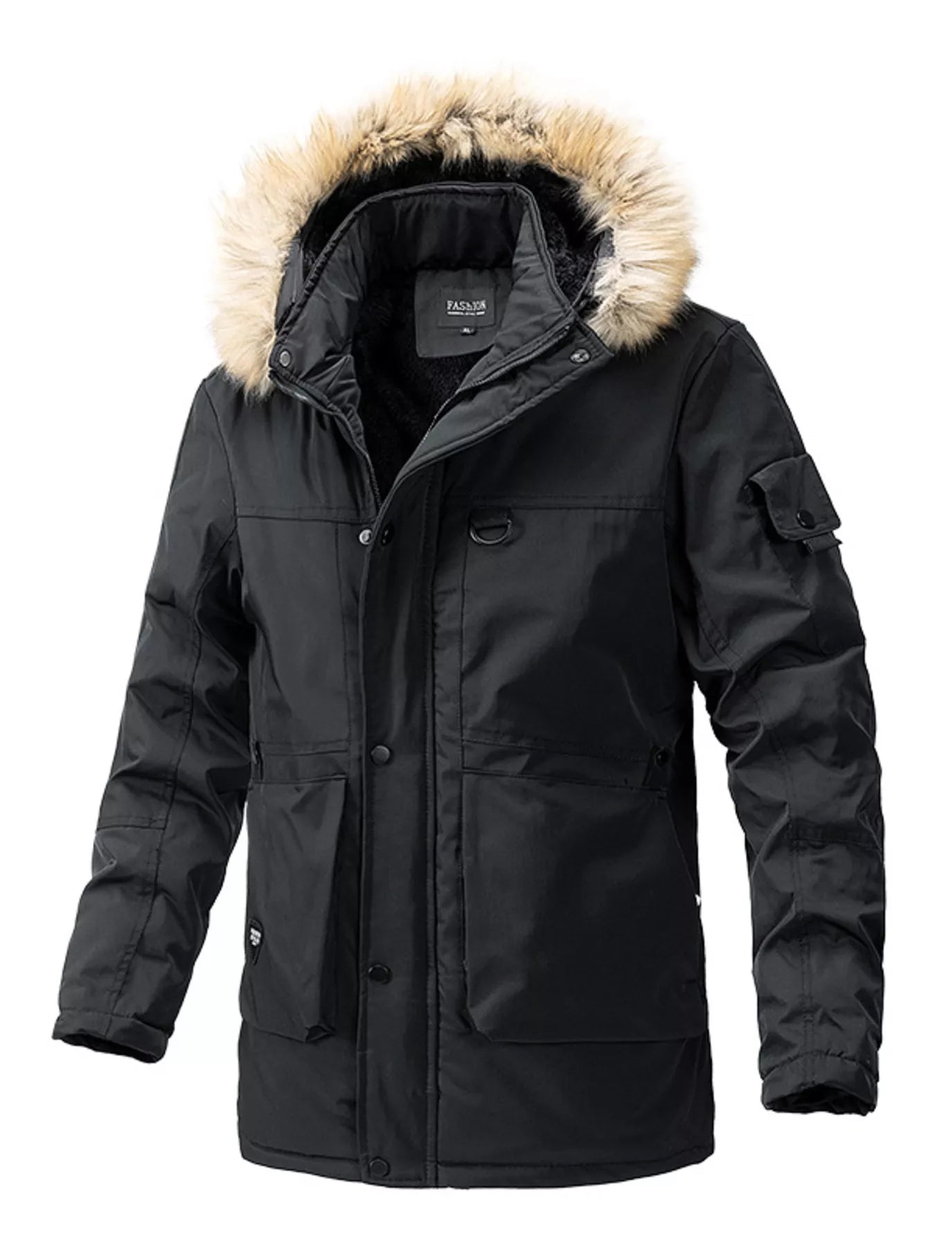 Men's Plus Size Fur Hooded Winter Parka Coat from Armoire Gemzis