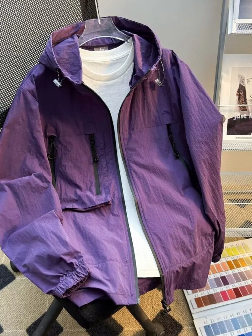 Men's Plus Size Lightweight Hooded Windbreaker Jacket from Armoire Gemzis
