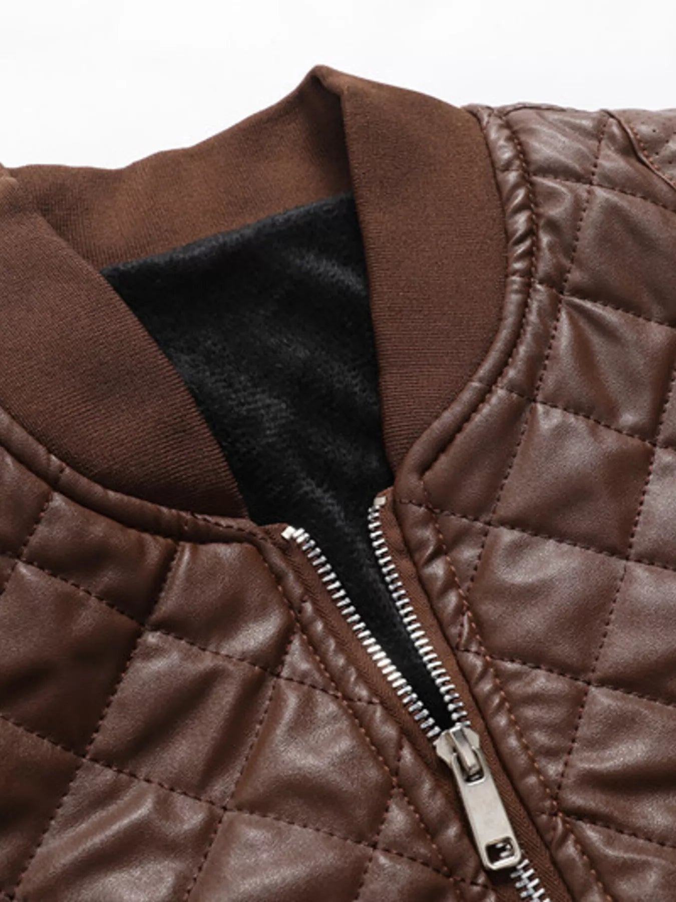 Men's Plus Size Quilted Faux Leather Bomber Jacket from Armoire Gemzis