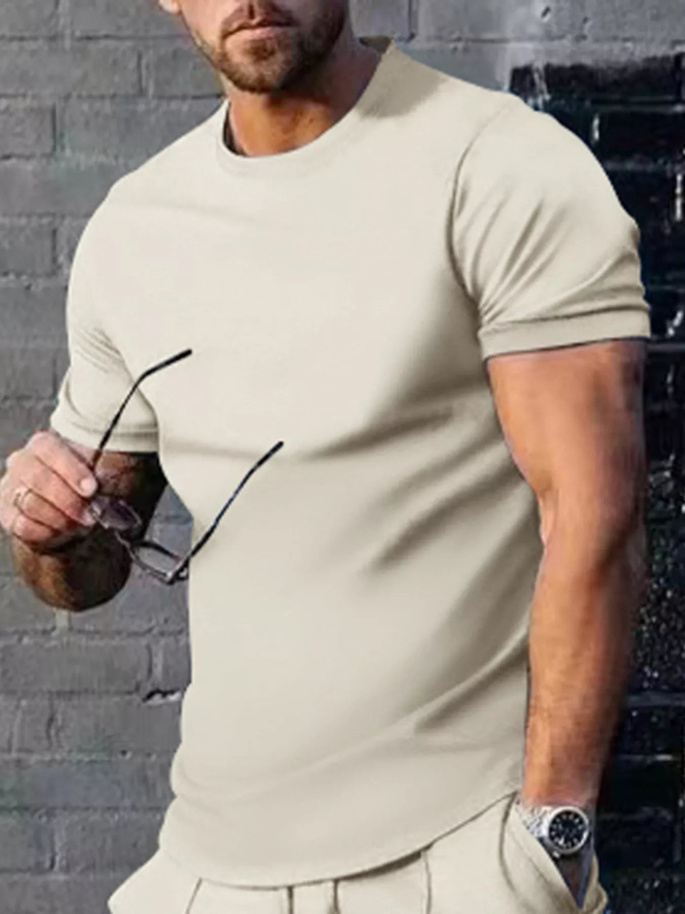 Men's Plus Size Solid Color Casual T-Shirt from Armoire Gemzis