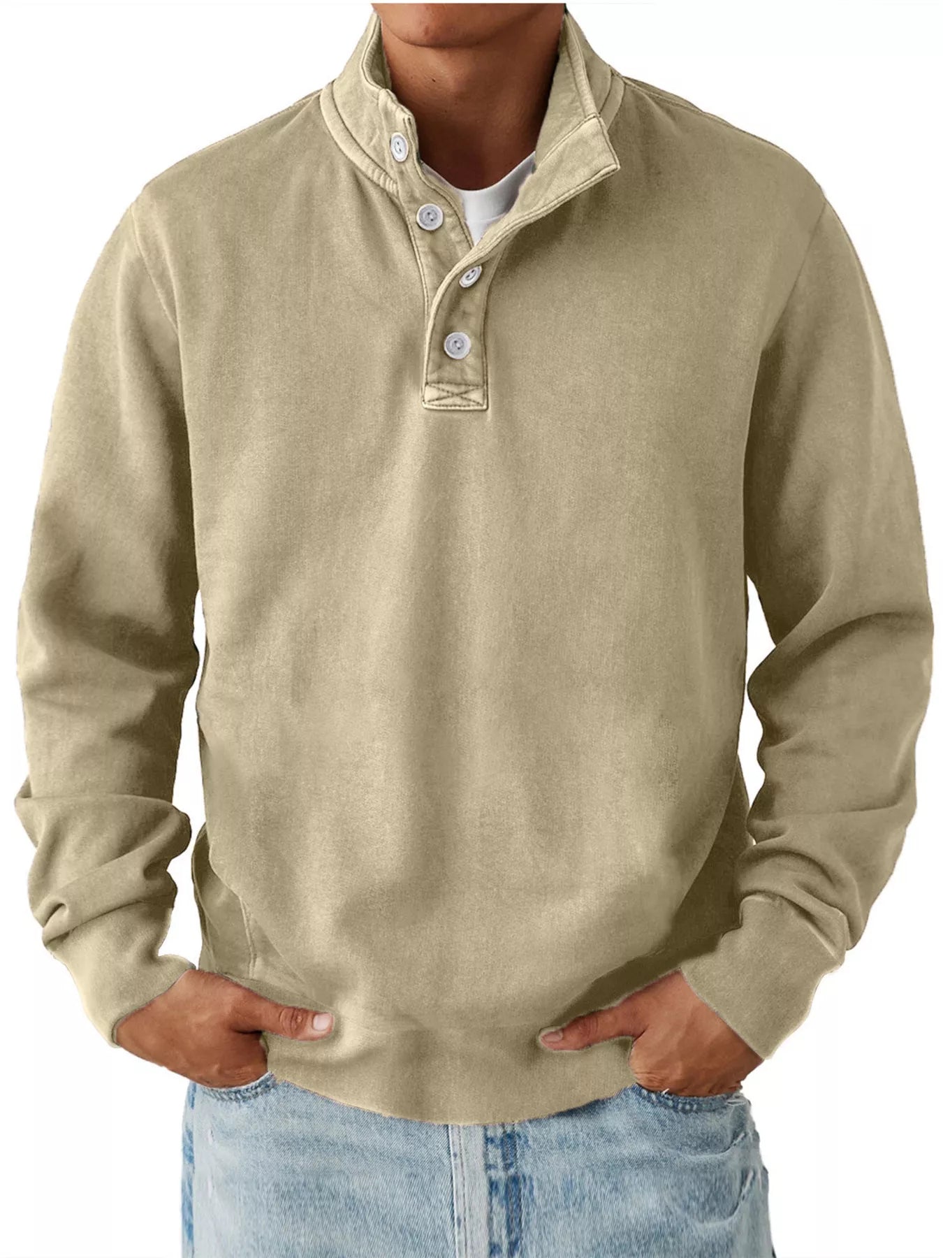 Men's Button Detail Long Sleeve Sweatshirt from Armoire Gemzis