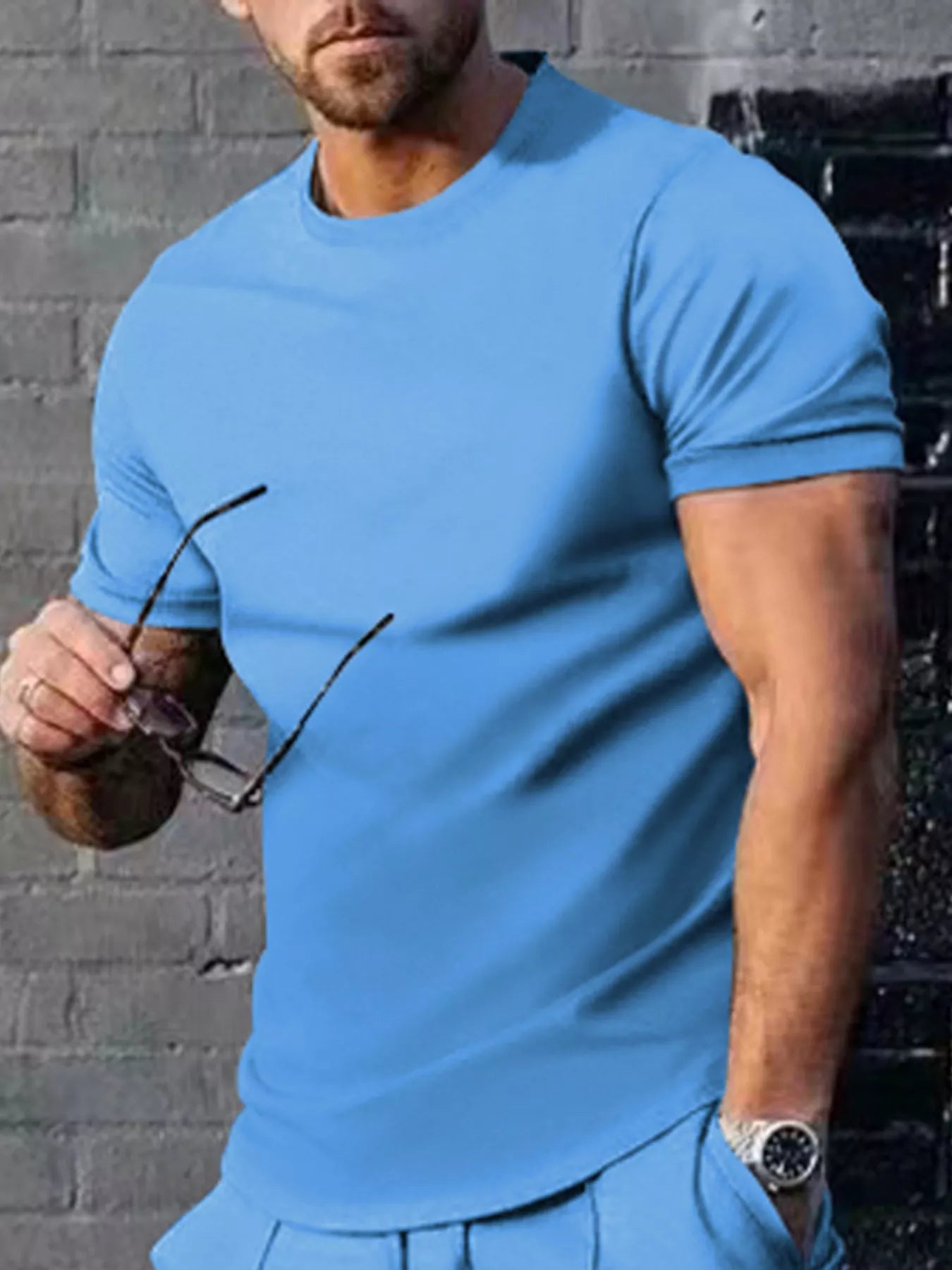Men's Plus Size Solid Color Casual T-Shirt from Armoire Gemzis