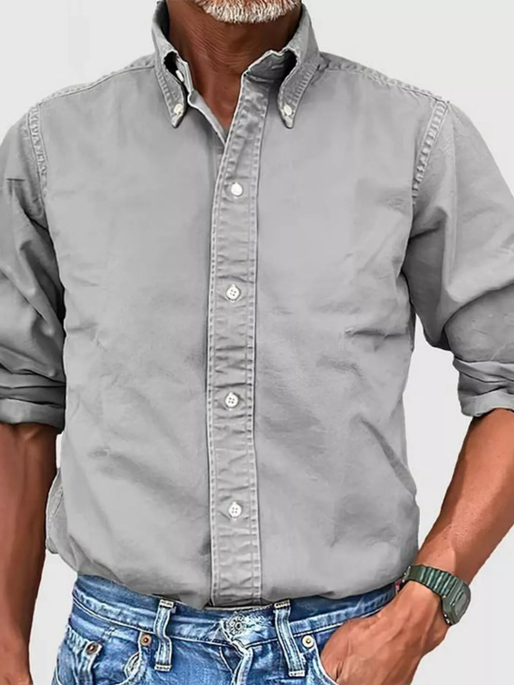 Men's Full Size Casual Button-Down Shirt Plus Size from Armoire Gemzis