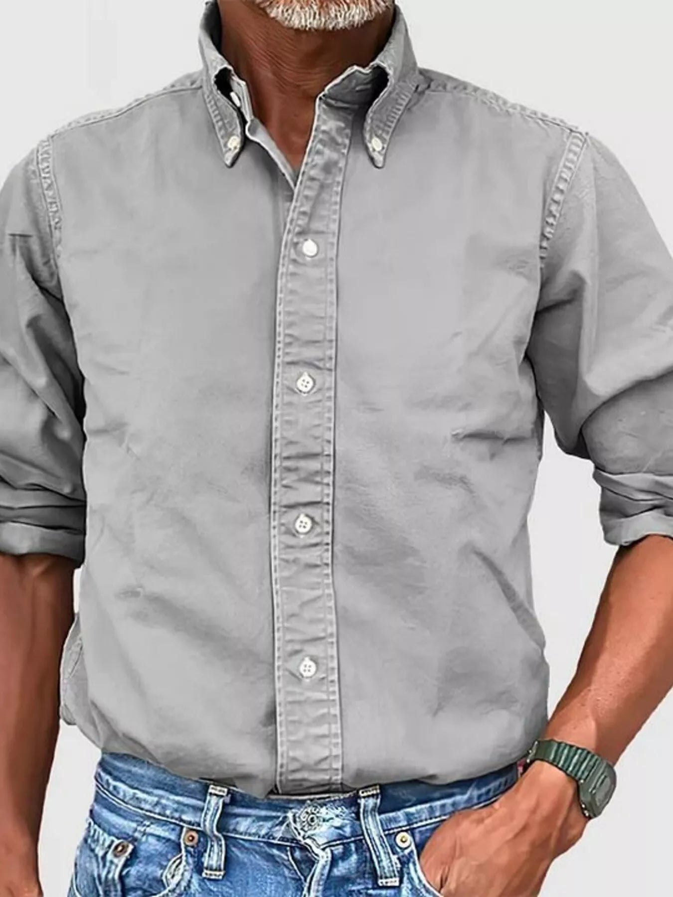 Men's Full Size Casual Button-Down Shirt Plus Size from Armoire Gemzis