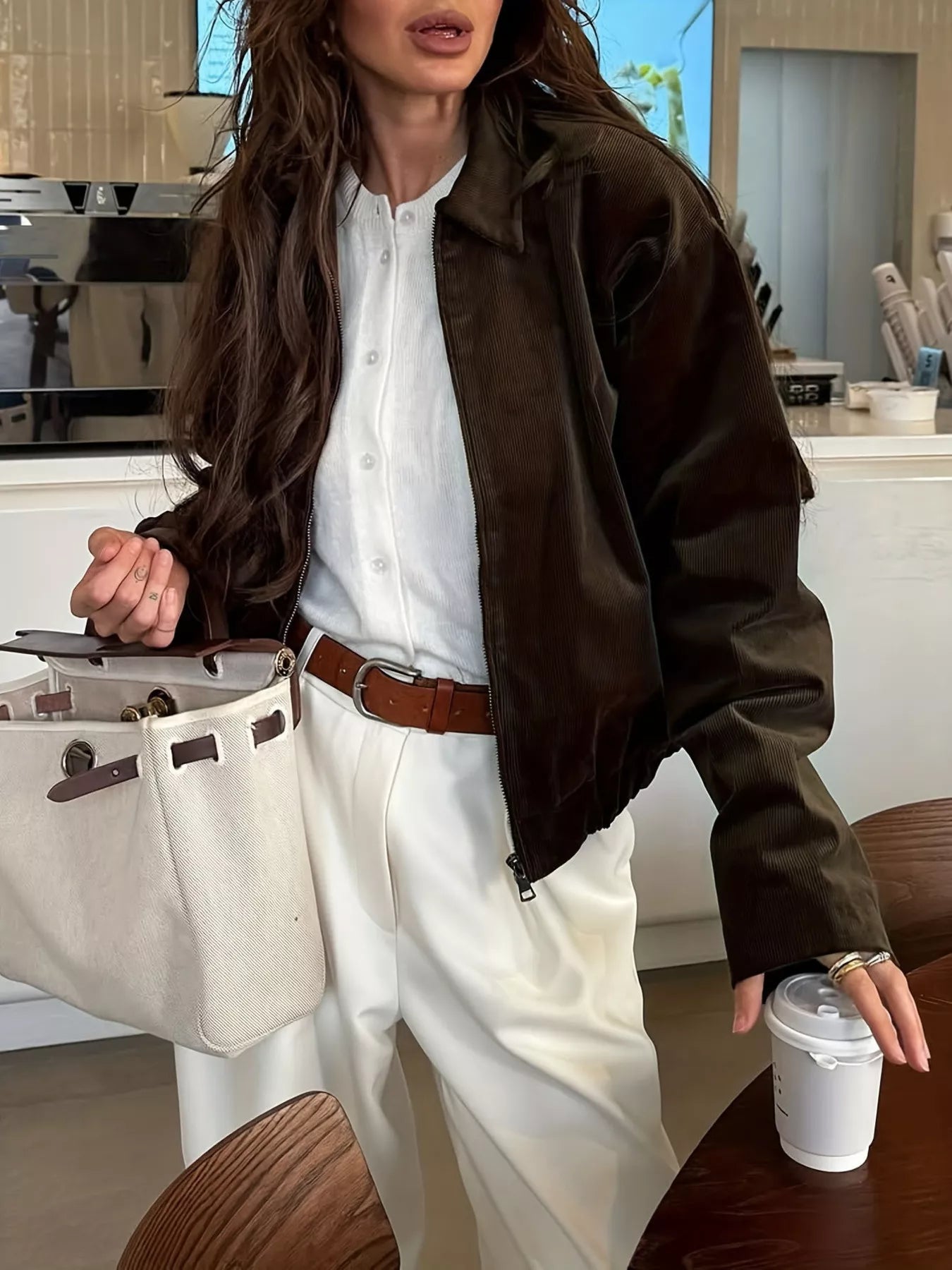 Vintage Corduroy Zip Up Relaxed Fit Jacket from Armoire Gemzis