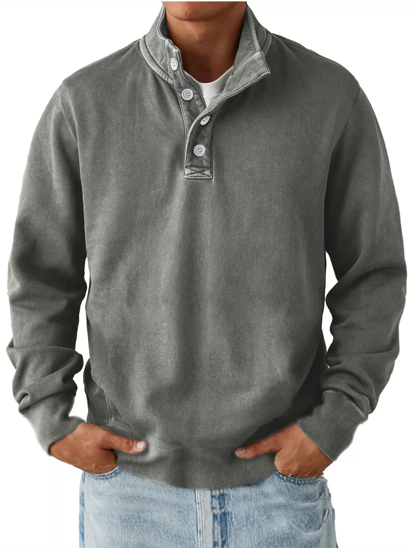 Men's Button Detail Long Sleeve Sweatshirt from Armoire Gemzis