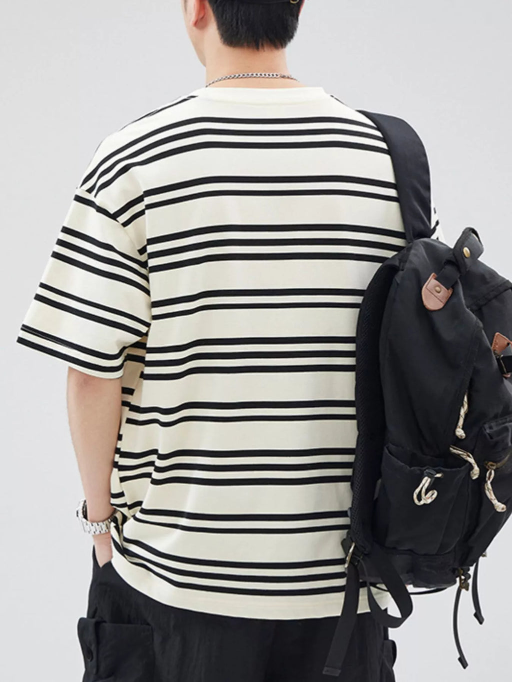 Men's Plus Size Striped Relaxed Fit T-Shirt from Armoire Gemzis