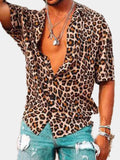 Men's Full Size Leopard Print Short Sleeve Shirt Plus Size from Armoire Gemzis