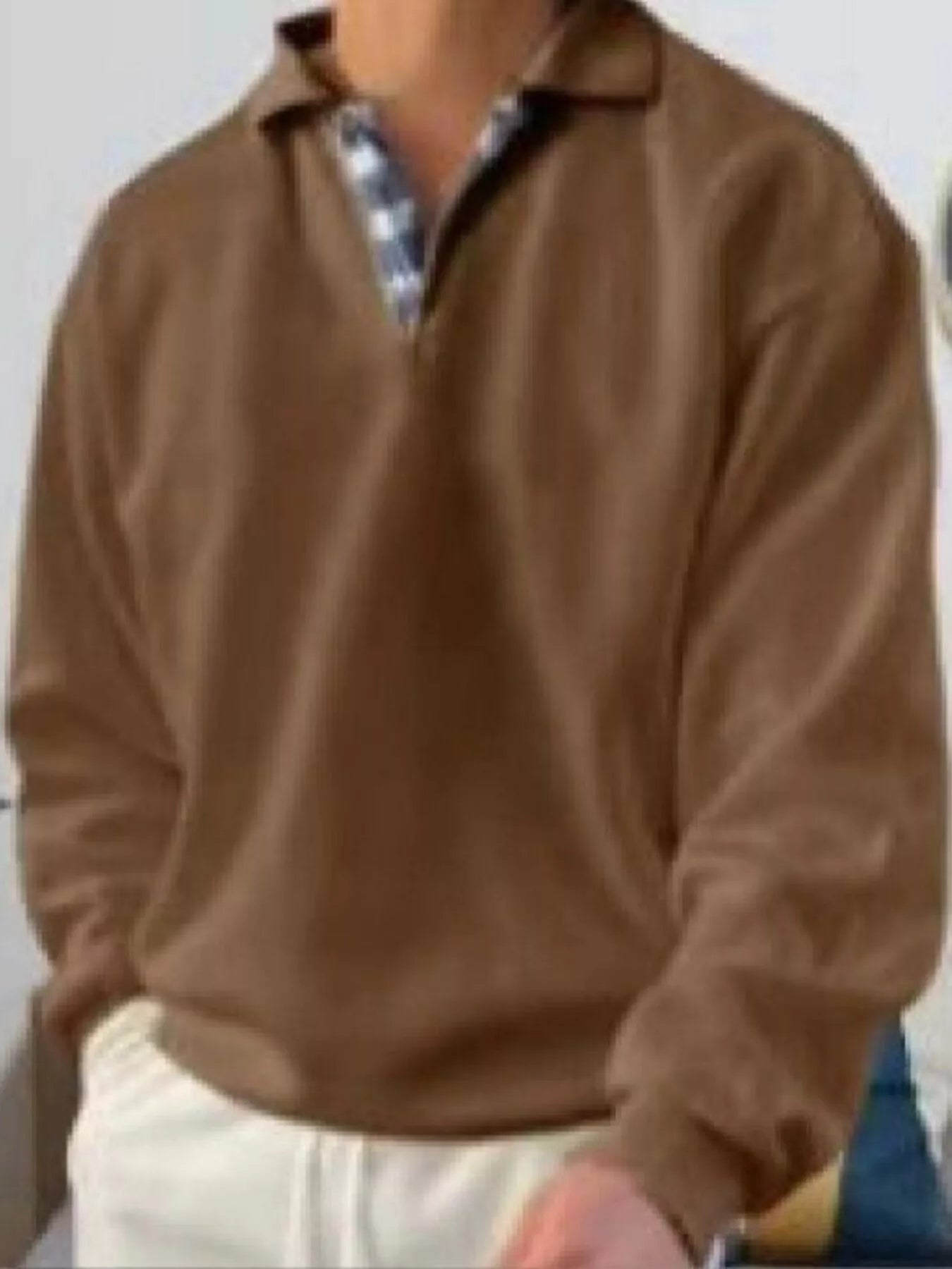 Men's Plus Size Casual Polo Collar Long Sleeve Top from Armoire Gemzis