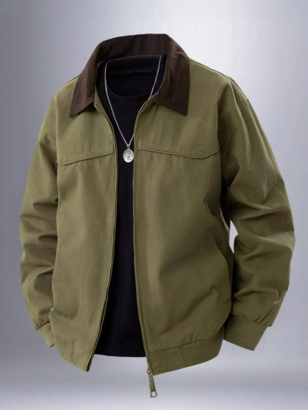Men's Plus Size Zip Up Long Sleeve Jacket from Armoire Gemzis