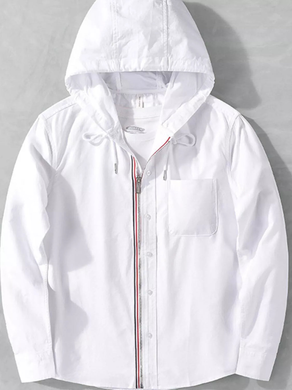Men's Plus Size Striped Trim Hooded Casual Shacket from Armoire Gemzis
