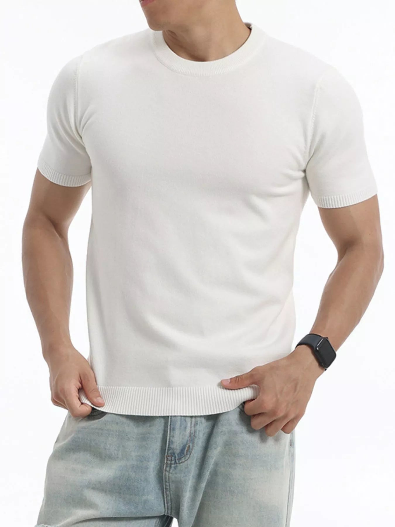 Men's Plus Size Casual Short Sleeve Knit Top from Armoire Gemzis