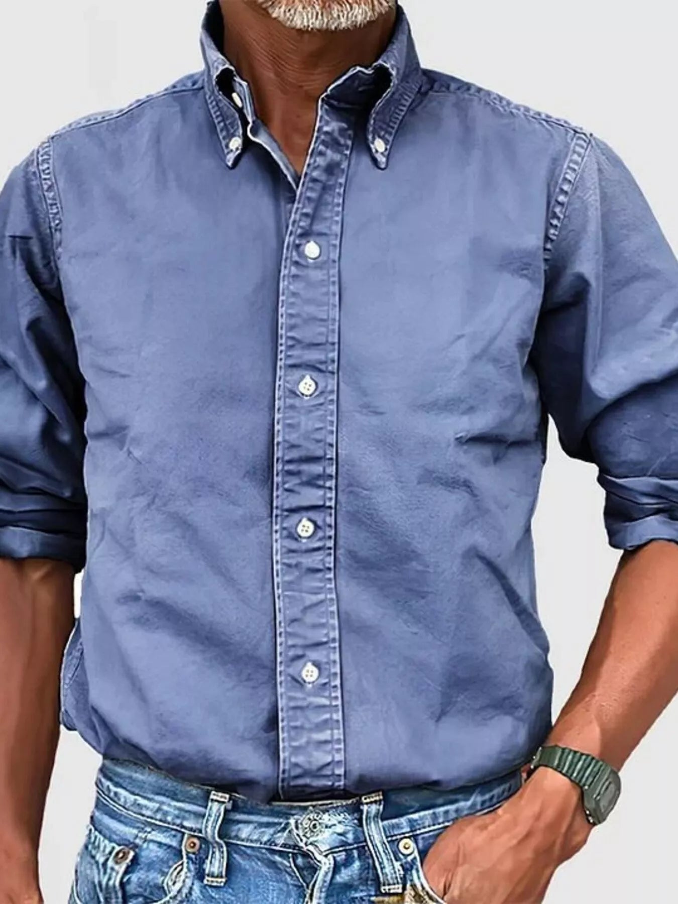 Men's Full Size Casual Button-Down Shirt Plus Size from Armoire Gemzis