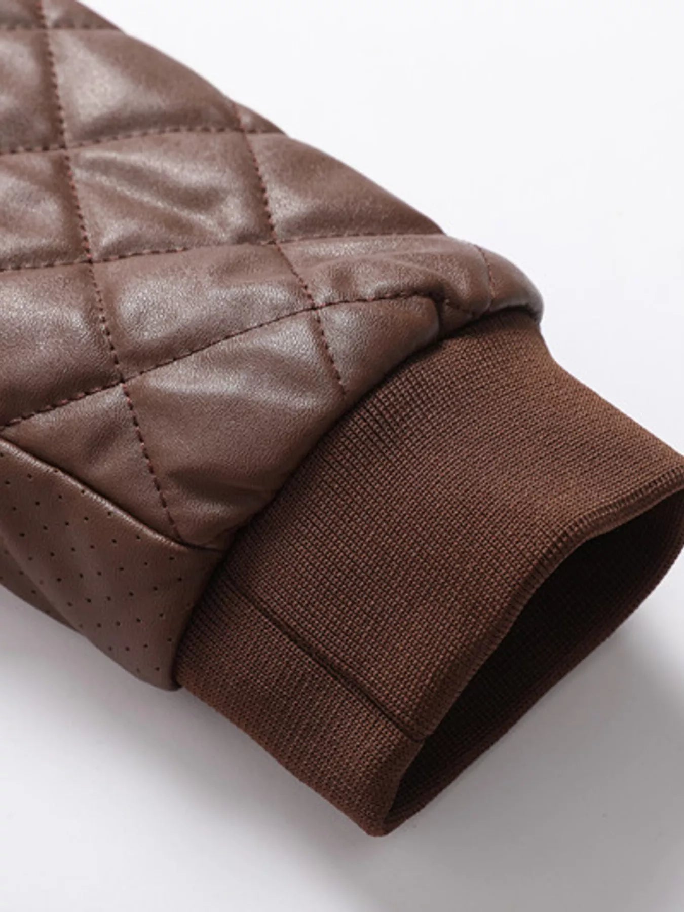 Men's Plus Size Quilted Faux Leather Bomber Jacket from Armoire Gemzis