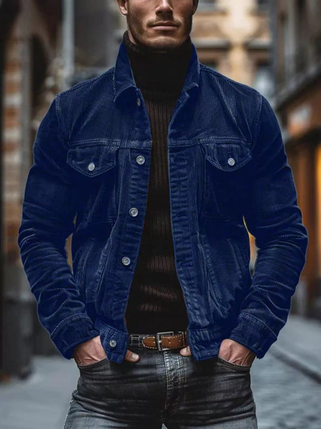 Men's Full Size Corduroy Button-Down Jacket Plus Size from Armoire Gemzis