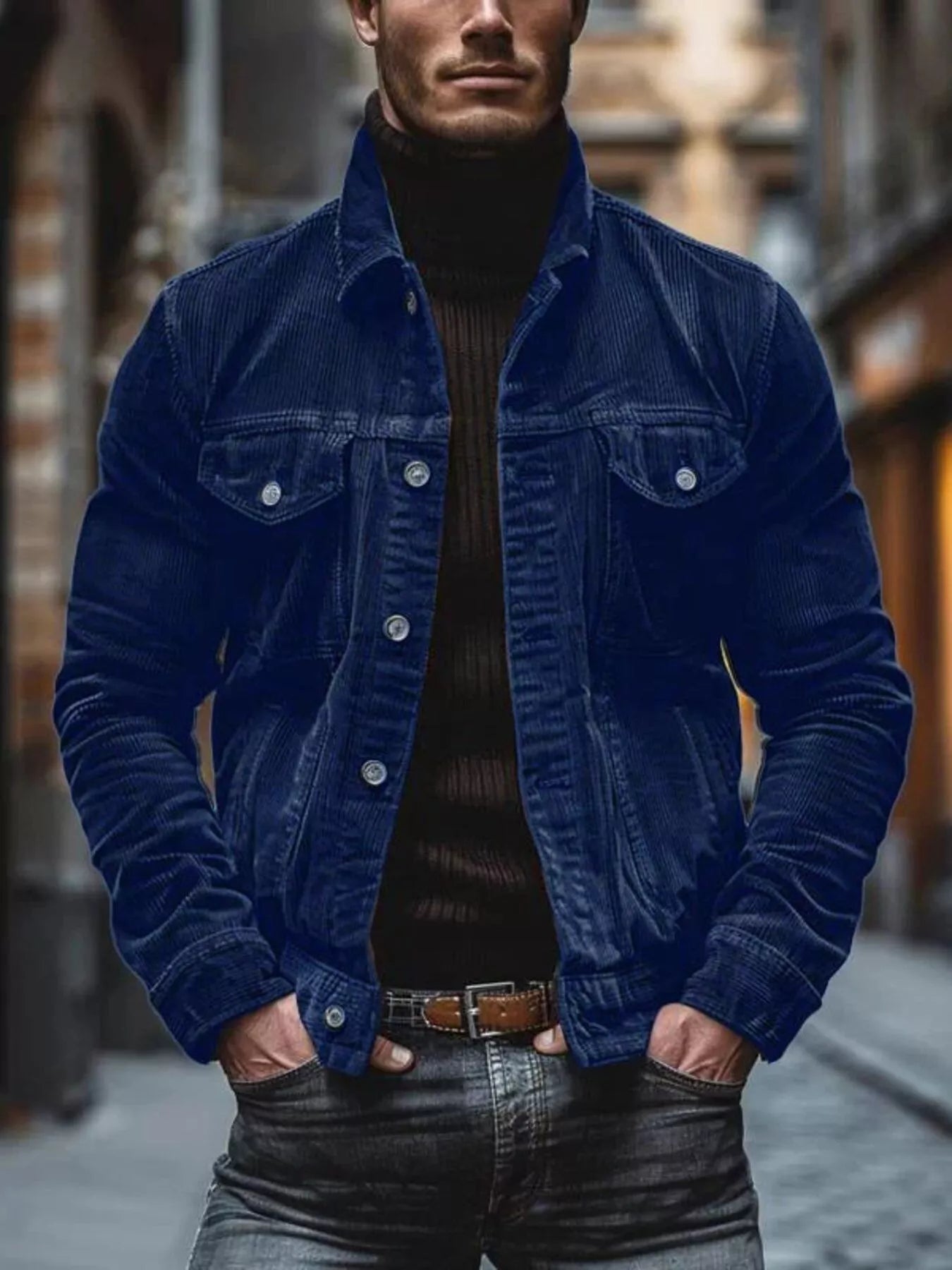 Men's Full Size Corduroy Button-Down Jacket Plus Size from Armoire Gemzis