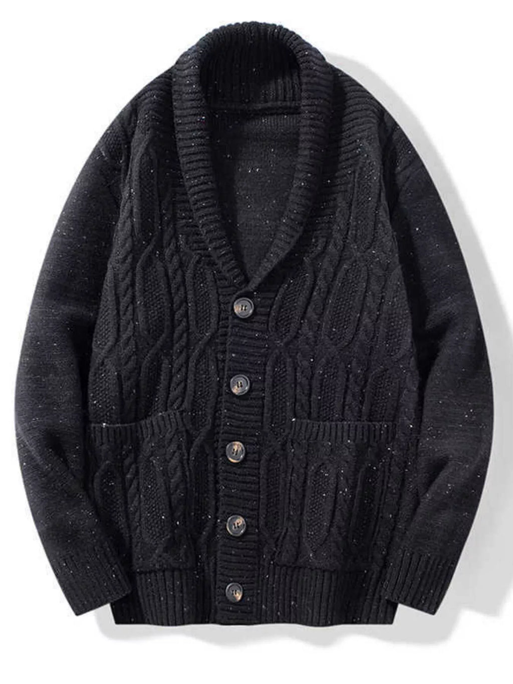 Men's Shawl Collar Cable Knit Button-Up Cardigan from Armoire Gemzis