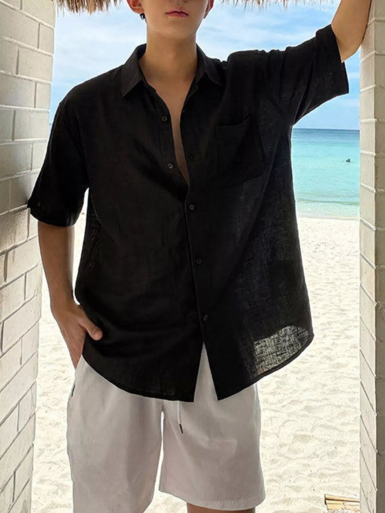 Men's Plus Size Casual Short-Sleeve Shirt from Armoire Gemzis