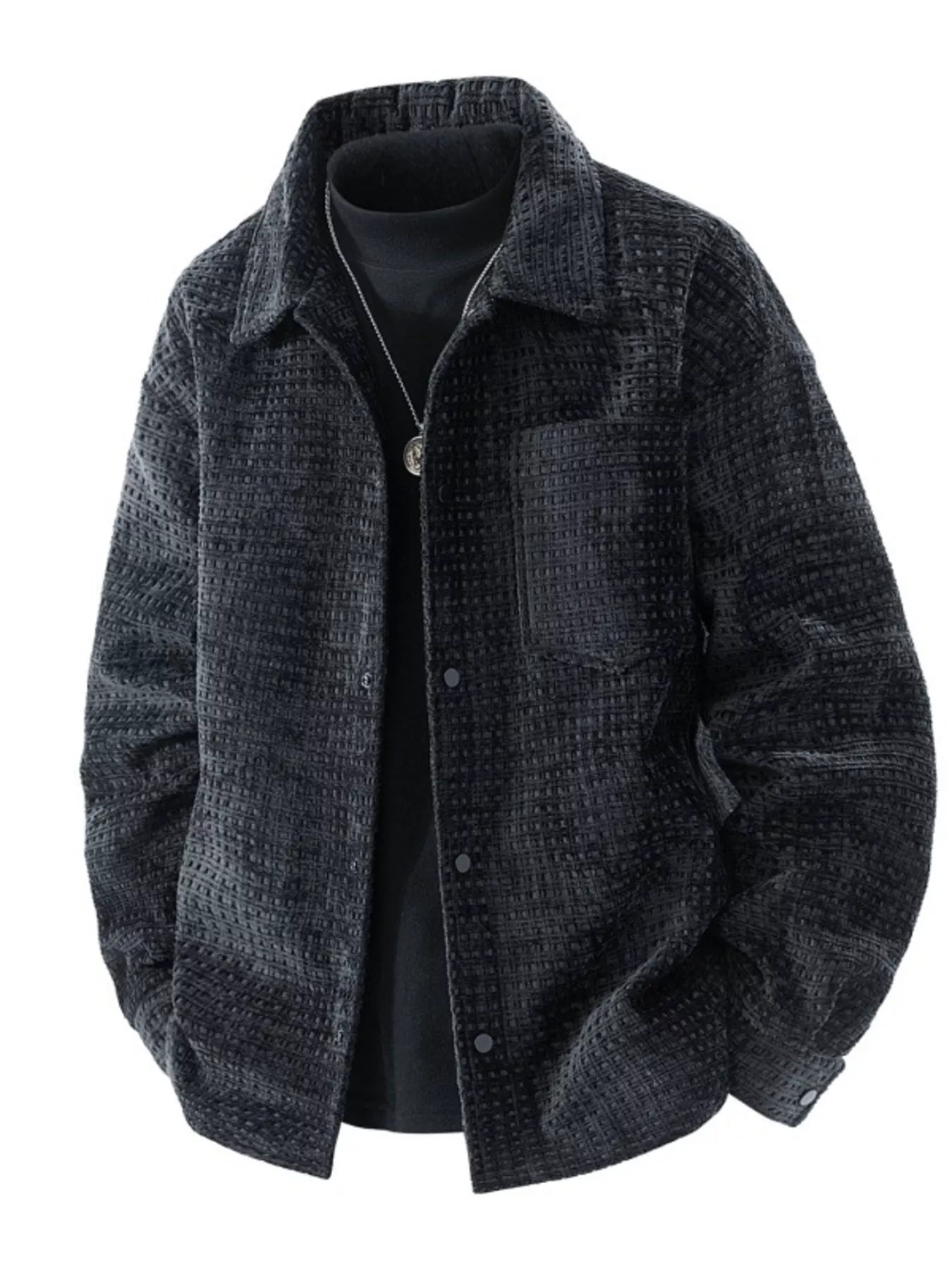 Men's Plus Size Textured Snap Down Shacket from Armoire Gemzis