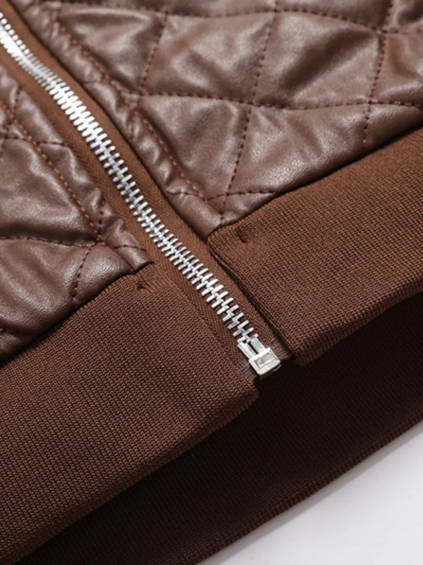 Men's Plus Size Quilted Faux Leather Bomber Jacket from Armoire Gemzis