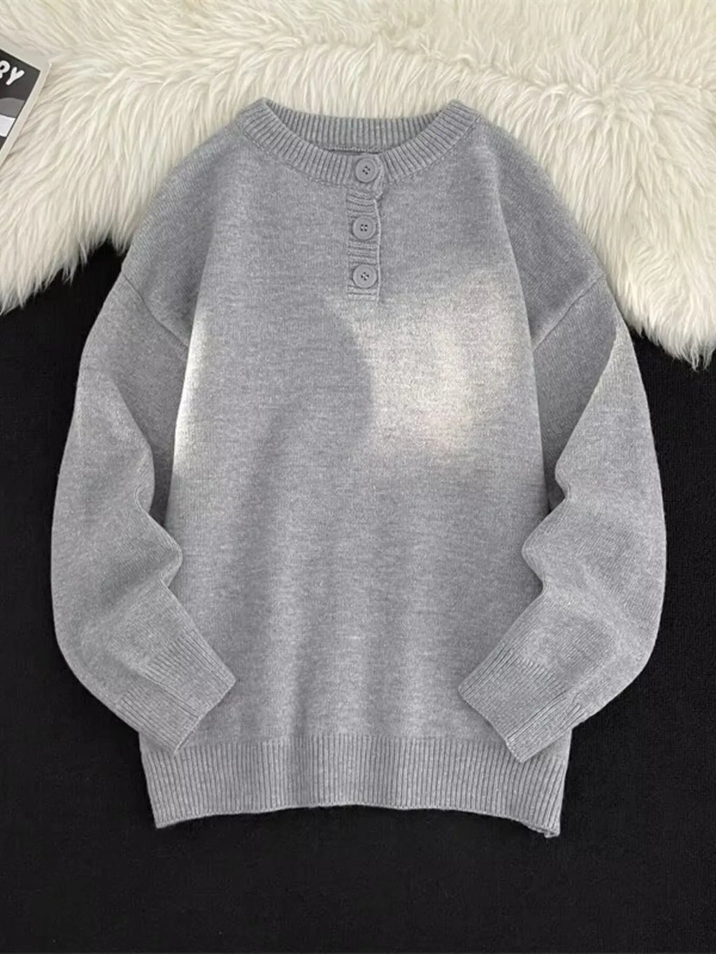 Men's Button Detail Long Sleeve Sweater from Armoire Gemzis