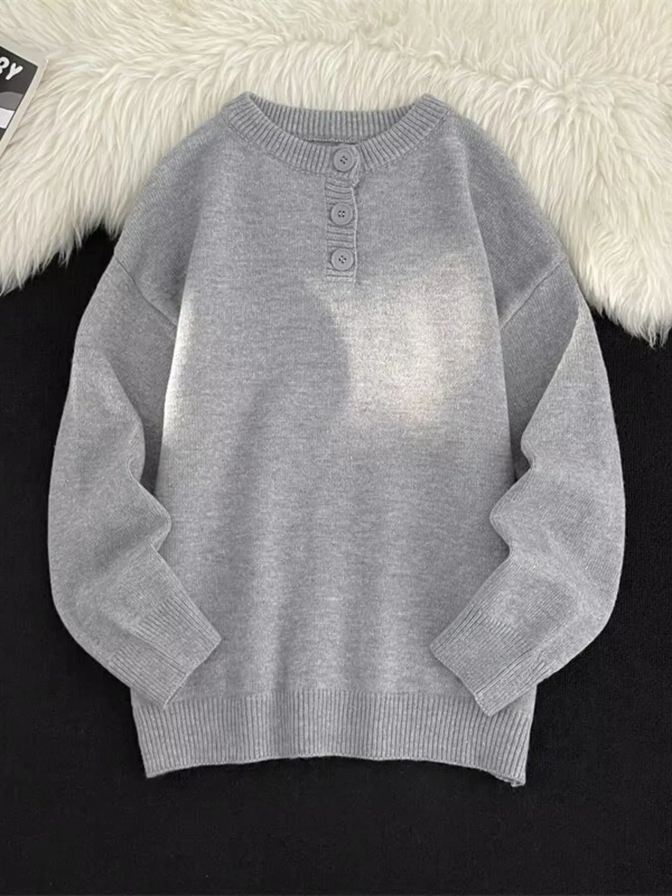 Men's Button Detail Long Sleeve Sweater from Armoire Gemzis