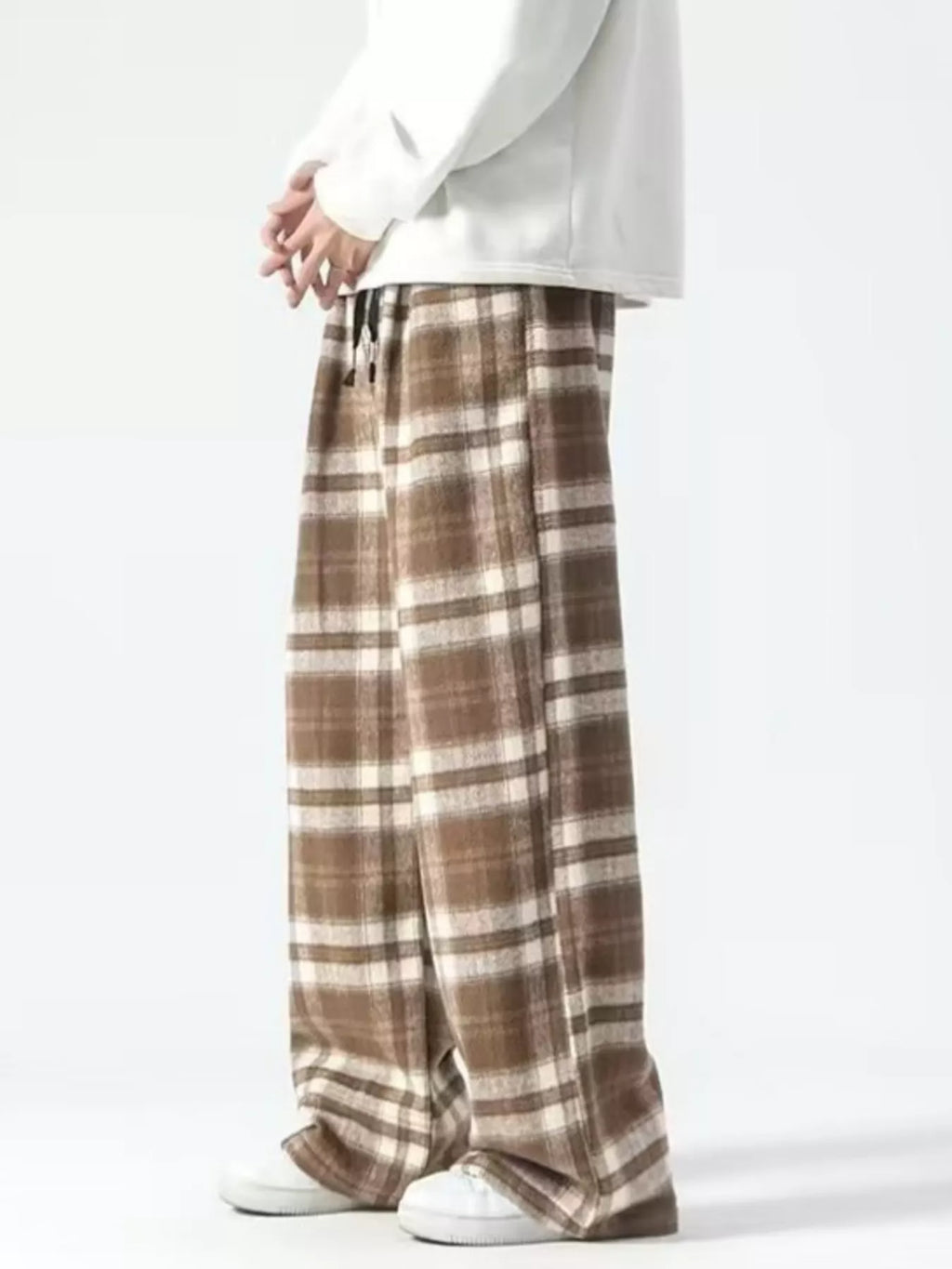 Men's Plus Size Vintage Plaid Wide Leg Pants from Armoire Gemzis