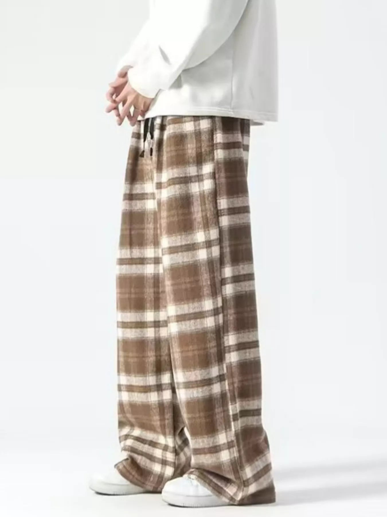 Men's Plus Size Vintage Plaid Wide Leg Pants from Armoire Gemzis