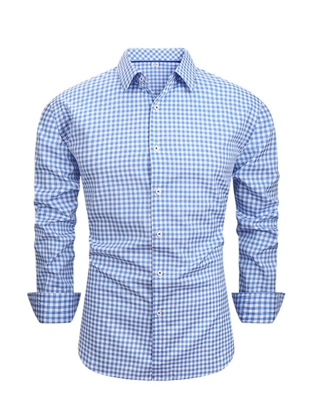 Men's Full Size Classic Fit Long Sleeve Gingham Shirt Plus Size from Armoire Gemzis
